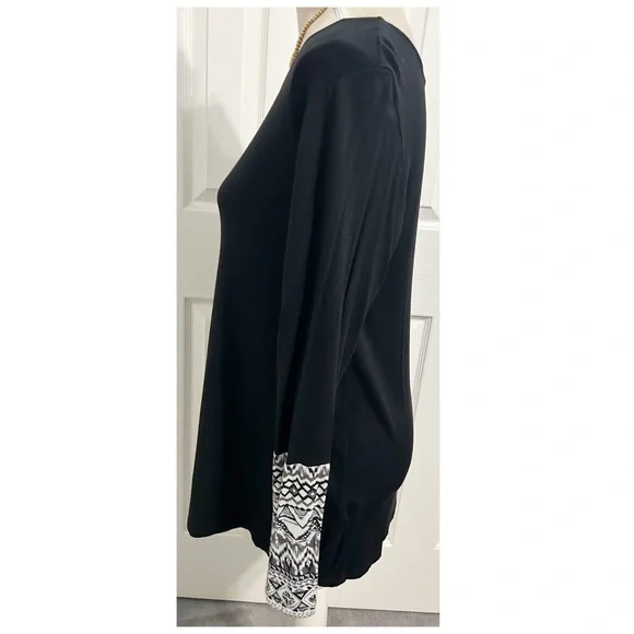 Chris & Carol, Black Long Sleeve Shirt With Contrast Tribal Cuffs - Picture 6 of 7